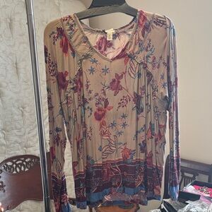 Vintage America Multicolor Floral Long Sleeve Top